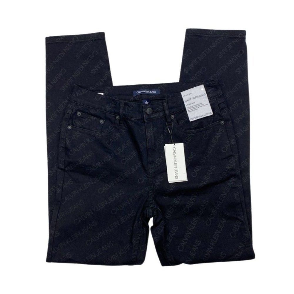 Calvin Klein Ankle Jean Jeggings Juniors' 27 Black Stretchy Mid Rise Logo NEW